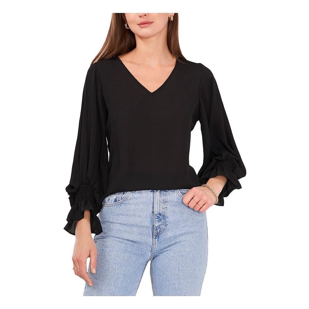 $89 Vince Camuto Women's Bell Sleeve Top Black Size X-Small m9